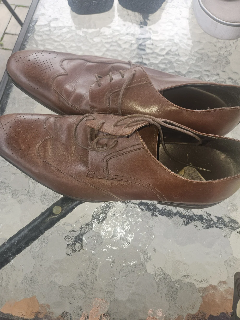 Saks Fifth Avenue Brown Leather Wingtip Derbys